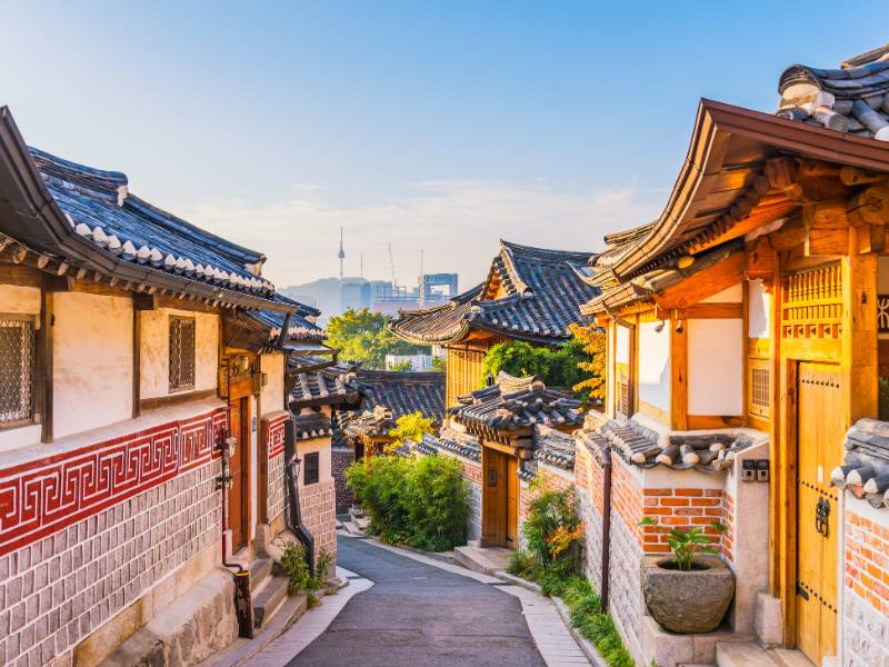 Bukchon Hanok Village in Seoul, South Korea 